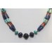 Tibetan Silver Necklace Beaded Turquoise Lapis Lazuli Gem Stone Handmade C 330